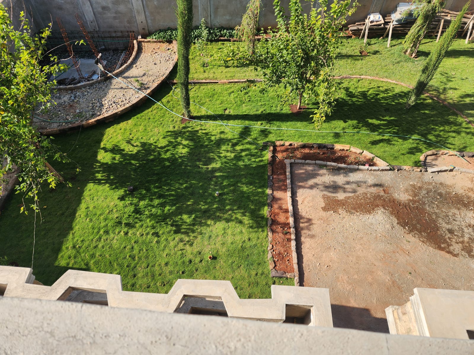 Top view of residential exterior and compound finishing